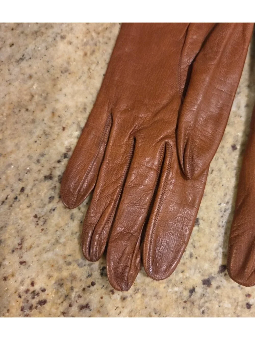 Vtg Womens Size S / 6.5 Brown Soft Kid Leather Silk Lined Formal Gloves France